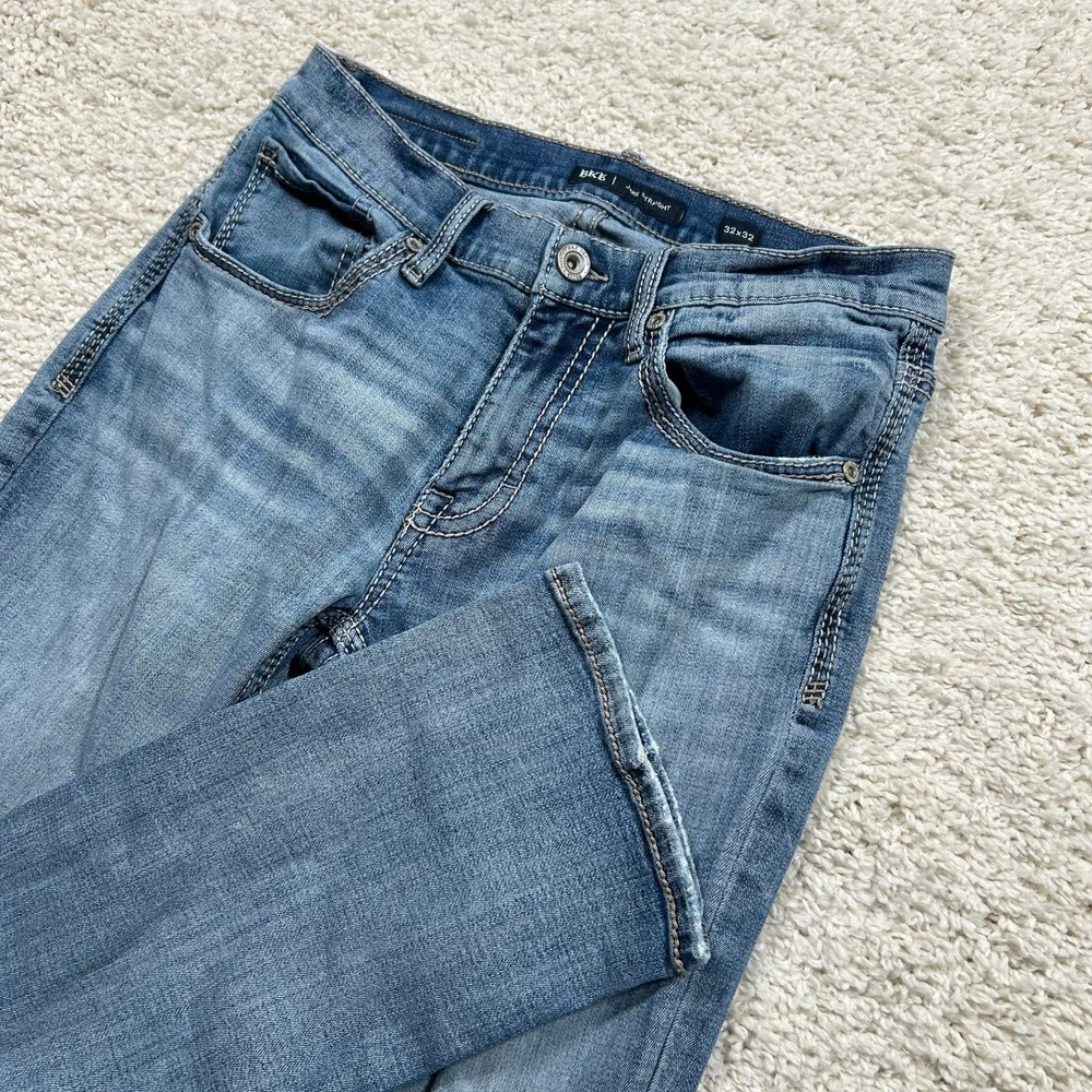 BKE Jake Straight Jeans 32x32 (Fits 30X30) Blue Medium Wash Stretch Denim